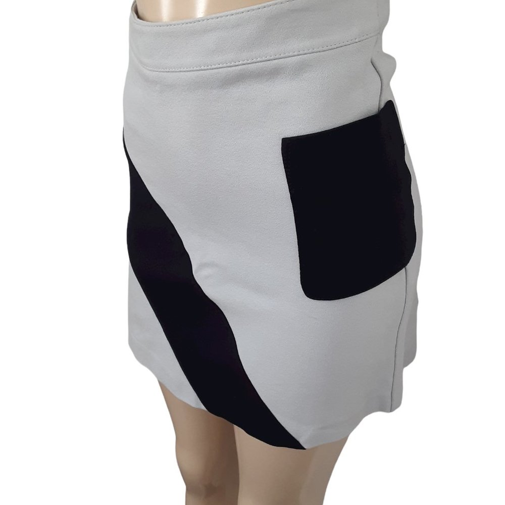 Topshop Color block Gray and Black Mini Skirt